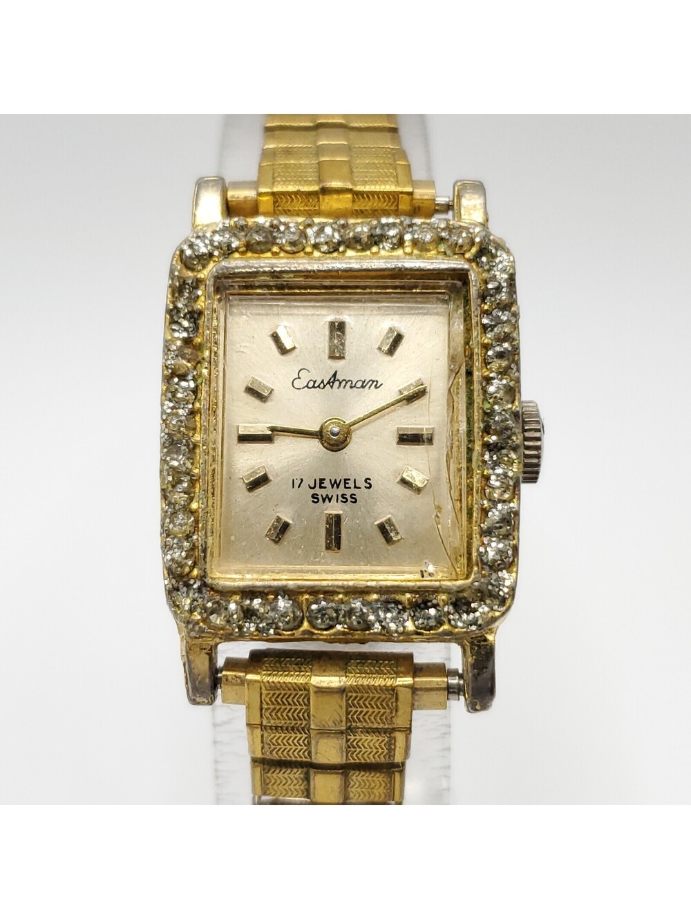 Vintage Eastman Swiss 17 Jewel Mechanical Womens Watch Running 20mm Stretch Band